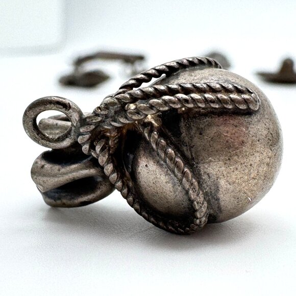 Sterling Silver Western Cowboy Charm Set Boot Spur Hat Chaps Money Bag Vintage - Picture 5 of 13